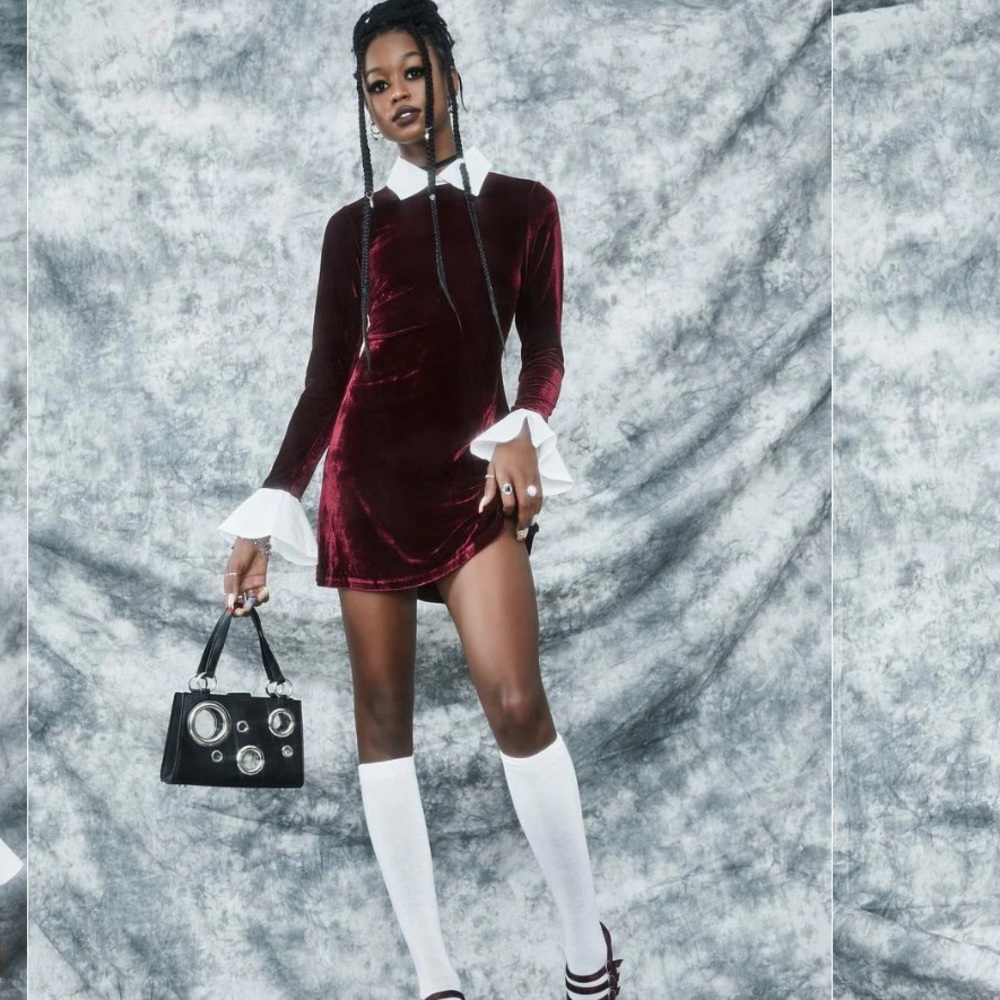 Dolls Kill size XL dark red mini dress clueless Dion